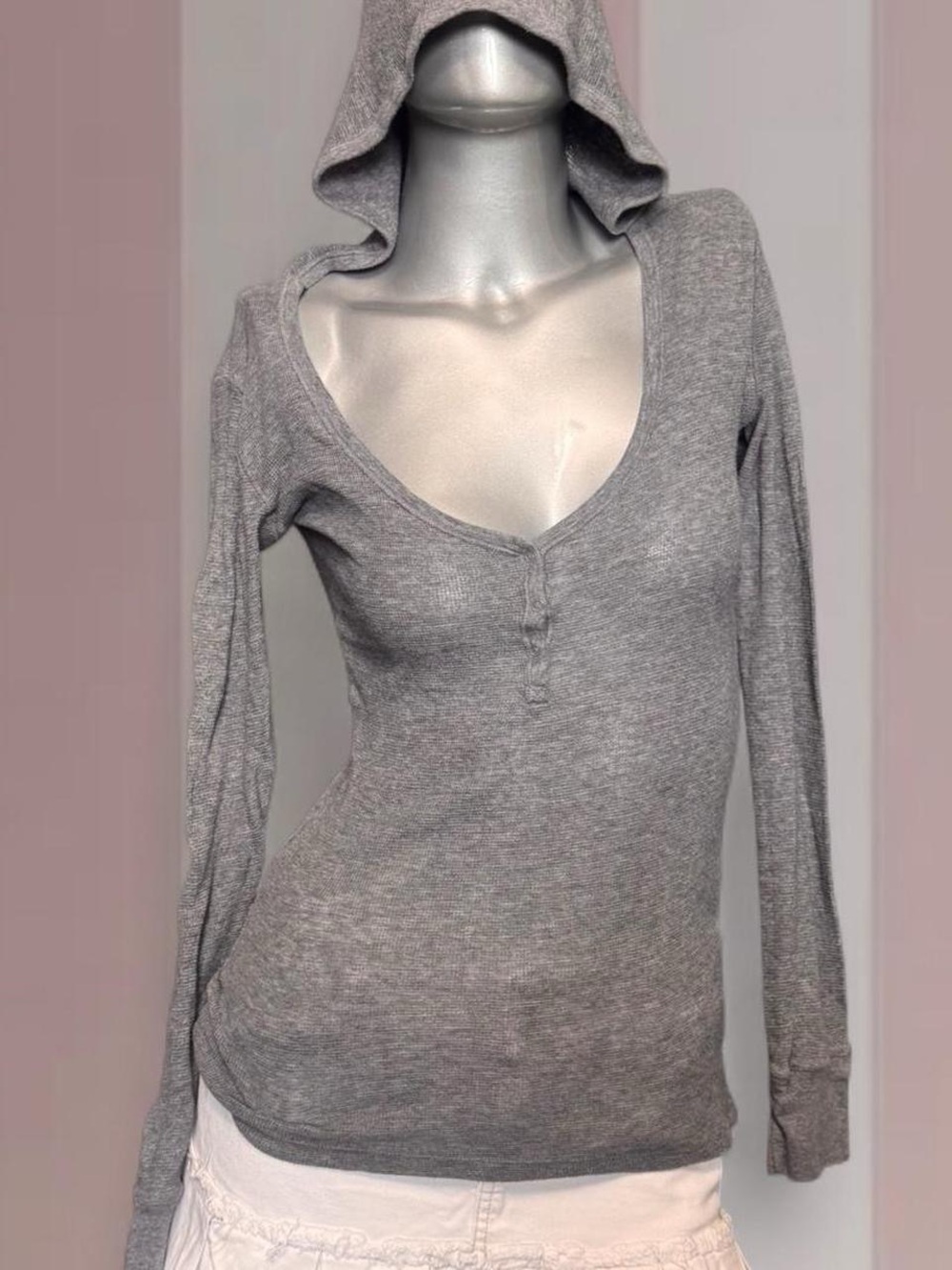 Aeropostale Y2K Henley Hooded Shirt